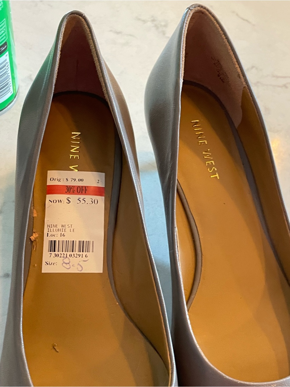 Nine West Gray Leather Pointed-Toe Heels. Item # 11507